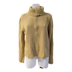 Sweet Baby Jamie Small Rib Half Zip Sweater Yellow Wool Nylon Blend Long Sleeves